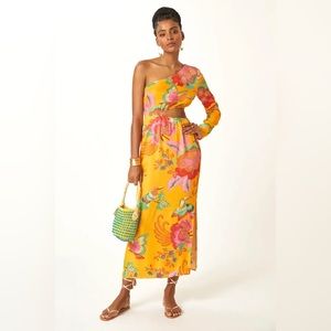Farm Rio Maxi Tropics Cut out Dress